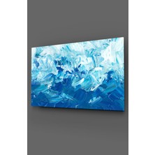 Taul Art Mavi Fırça Darbesi Efektli Cam Tablo