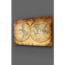 Taulart Vintage Dünya Haritası Cam Tablo
