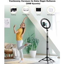 Pink İthalat Youtuber LED Işıklı Tripod Selfie Makyaj Işığı Sürekli Ring Light 10 Inç Halka