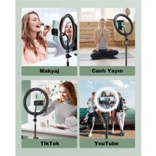 Pink İthalat Youtuber LED Işıklı Tripod Selfie Makyaj Işığı Sürekli Ring Light 10 Inç Halka