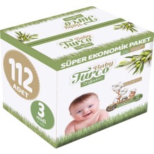 Baby Turco Bebek Bezi Doğadan Beden:3 (5-9kg) Midi 112 Adet Süper Ekonomik Paketi