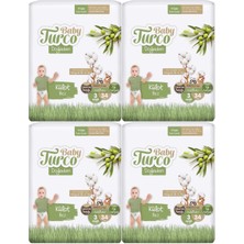 Baby Turco Külot Bebek Bezi Doğadan Beden:3 (5-9kg) Midi 136 Adet Jumbo Aylık Paketi
