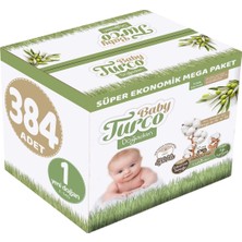 Baby Turco Bebek Bezi Doğadan Beden:1 (2-5kg) Yeni Doğan 384 Adet Süper Ekonomik Mega Paketi
