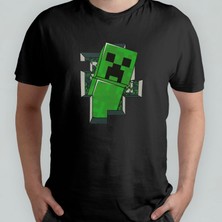 Pixxa Minecraft - Creeper %100 Pamuklu Bisiklet Yaka T-Shirt Model - 1