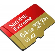 Sandisk Extreme 64GB 170/80MB/S Microsdxc A2 V30 4K Aksiyon Kamera ve Drone Hafıza Kartı SDSQXAH-064G-GN6MN