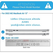 Z-Mobile MacBook Air M2 13.6” 2022 A2681 Kapak Kılıf Parlak Şeffaf Transparan Kapak 13.6" Uyumlu 360° Koruma