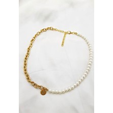 Petek Aksesuar H Incili Zincir Harf Tarz Kolye