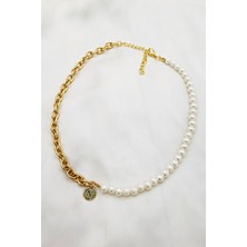 Petek Aksesuar N Incili Zincir Harf Tarz Kolye