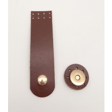 Angel Çanta Aksesuar 11X3 cm Kızıl Kahve Gerçek Deri Düz Çanta Kapağı Light Gold Metalli