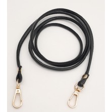 Angel Çanta Aksesuar Siyah Renk 5 mm Suni Deri Spagetti Model Çanta Sapı Light Gold Metal