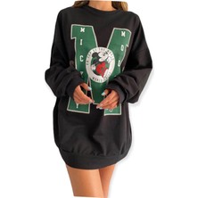 Still Siyah Mıckey Mouse 1928 Baskılı Cepli Bisiklet Yaka Oversize  Sweatshirt