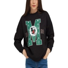 Still Siyah Mıckey Mouse 1928 Baskılı Cepli Bisiklet Yaka Oversize  Sweatshirt