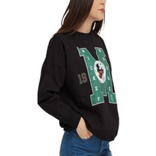 Still Siyah Mıckey Mouse 1928 Baskılı Cepli Bisiklet Yaka Oversize  Sweatshirt