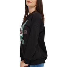 Still Siyah Mıckey Mouse 1928 Baskılı Cepli Bisiklet Yaka Oversize  Sweatshirt