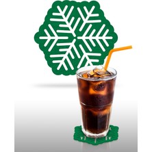 Artikel Kartaneleri Desenli Yeşil Keçe Bardak Altlığı 6'lı Takım