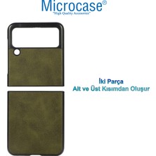 Microcase Samsung Galaxy Z Flip4 Için Deri Desenli Plastik Koruma Kılıf - AL3148