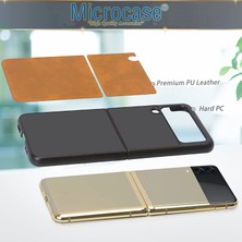 Microcase Samsung Galaxy Z Flip4 Için Deri Desenli Plastik Koruma Kılıf - AL3148