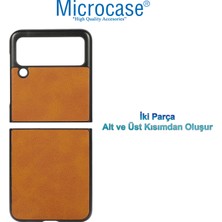 Microcase Samsung Galaxy Z Flip4 Için Deri Desenli Plastik Koruma Kılıf - AL3148