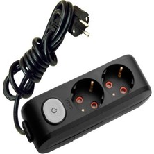 Viko 2'li Anahtarlı Priz 3x1,5 mm Uzatma Siyah 9 Mt