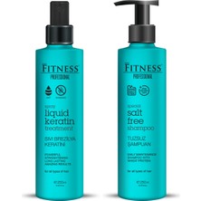 Fitness Professional Brezilya Fönü Sıvı Keratin Bakımı Kalıcı Dumansız & Parabensiz Buğday Proteinli Tuzsuz Şampuan Seti