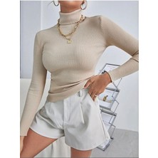 Candy Butik Pamuklu Balıkçı Yaka Kaşkorse Şardonlu Slimfit Boğazlı Kazak