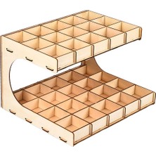 Flower World Ahşap Boya Rafı Standı Pigment Mürekkep Şişesi Alet Saklama Tutucu Organizatör 2 Katmanlı 35-Izgara