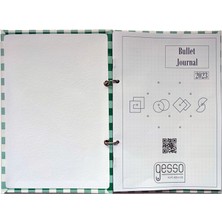 Gesso Notebook Plaıd Bullet Journal Yeşil - Ekoseli - 15 x 21 cm Düz - Minimal Sayfalar