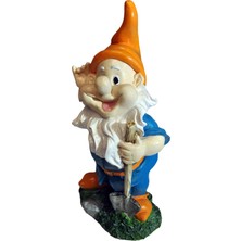 Nesli Butik Kürekli Cüce Gnome, 25 Cm. El Boyaması Biblo, Dekoratif El Sanatları, Ev&ofis Için Özgün Dekor Ürünü