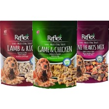 Reflex Plus 3 Çeşit Köpek Ödül Maması 150GX3 (Game&chicken, Lamb&rice, Mini Hearts Mix)