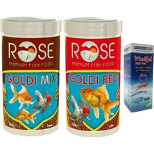 Rose Japon Balığı Yemi ve Vitamin Seti 2 Adet 250 Ml, Goldi Mix ve Gold Red