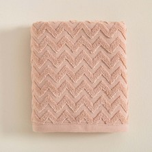 Chakra Zigzag Yüz Havlusu 50 x 70 cm Ekru/Koyu Somon