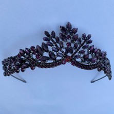 Lüks Düğün Aksesuarları Berfu Mor Gelin Tacı