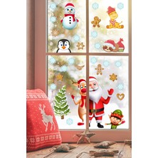 Echo Home Yılbaşı Figürleri Noel Baba Geyik Penguen Kardan Adam ve Kar Taneleri  Dekoratif Sticker