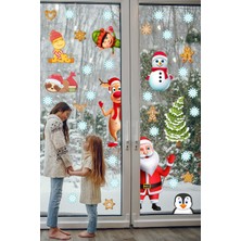 Echo Home Yılbaşı Figürleri Noel Baba Geyik Penguen Kardan Adam ve Kar Taneleri  Dekoratif Sticker