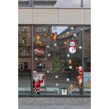 Echo Home Yılbaşı Figürleri Noel Baba Geyik Penguen Kardan Adam ve Kar Taneleri  Dekoratif Sticker