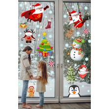 Echo Home Süper Noel Baba Kardan Adam Kar Taneleri Kış Temalı Pencere Duvar Sticker