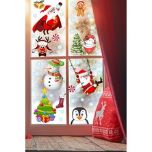 Echo Home Süper Noel Baba Kardan Adam Kar Taneleri Kış Temalı Pencere Duvar Sticker