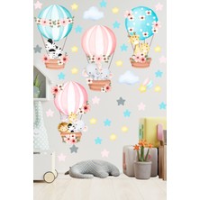 Echo Home Sulu Boya Soft Renkli Balonla Uçan Sevimli Hayvanlar Çocuk Odası Duvar Sticker