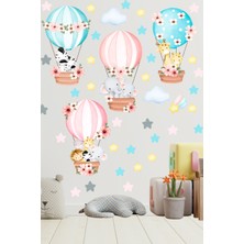 Echo Home Sulu Boya Soft Renkli Balonla Uçan Sevimli Hayvanlar Çocuk Odası Duvar Sticker