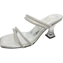 Rüya 8208-3 Rugan Taşlı Şeffaf Topuk Kadın Terlik