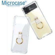 Microcase Samsung Galaxy Z Flip 4 Parmak Tutuculu Askılı Köşe Korumalı Kılıf - AL3160