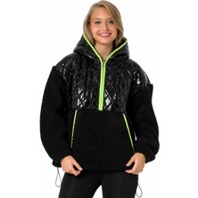 Cipo & Baxx WL333 Deri Detaylı Peluş Siyah Sweatshirt