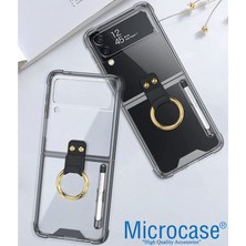 Microcase Samsung Galaxy Z Flip 4 Parmak Tutuculu Kalemli Köşe Korumalı Kılıf - AL3162