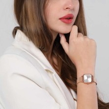 Oqqo Minimal Kare Rose Gümüş Kadın Kol Saati