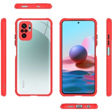 CoverZone Xiaomi Poco M5S ile Uyumlu Kılıf Lastik Desen Kenar Kamera Korumalı Arkası Şeffaf Halx Kırmızı