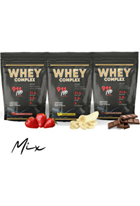 911 Pro Nutrition Whey Protein Complex 3'lü 33GR Mix Aroma (Çikolata-Çilek-Muz)