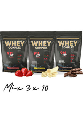 911 Pro Nutrition Whey Protein Complex 30'lu 33GR Mix Aromalı (Çikolata-Çilek-Muz)
