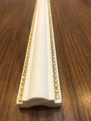 YEDİTEPEOSMANLI 2 Şeritli Dekoratif Altın Sarı Taşlı Strafor Köpük Çıta Kartonpiyer - 50 Cm - 4 Adet