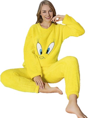 Dkit Boutique Kadın Tweety Peluş Pijama Takım