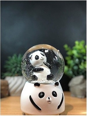 Mobgift Mini Boy Panda Tasarımlı Işıklı Kar Küresi